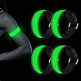 Molbory Unisex-Adult NA050-Running-Bracelet, 4 Stück Reflective LED leucht Armbänder Lichtband Kinder Nacht Sicherheits Licht für Laufen Joggen Hundewandern Running Outdoor Sports, Grün, m