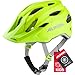 Alpina Carapax JR. Flash - Beleuchteter, Leichter und Sicherer LED Fahrradhelm Mit Fliegennetz Für Kinder, be Visible matt, 51-56 cm