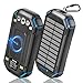 WASTDE Wireless Solar Powerbank 26800 mAh mit 3 Kabeln, Solar Powerbank USB-C 15 W Schnelles Aufladen 4 Ausgänge 3 Eingänge für Handy, Solar Ladegerät Outdoor Externer Akku mit Taschenlampe
